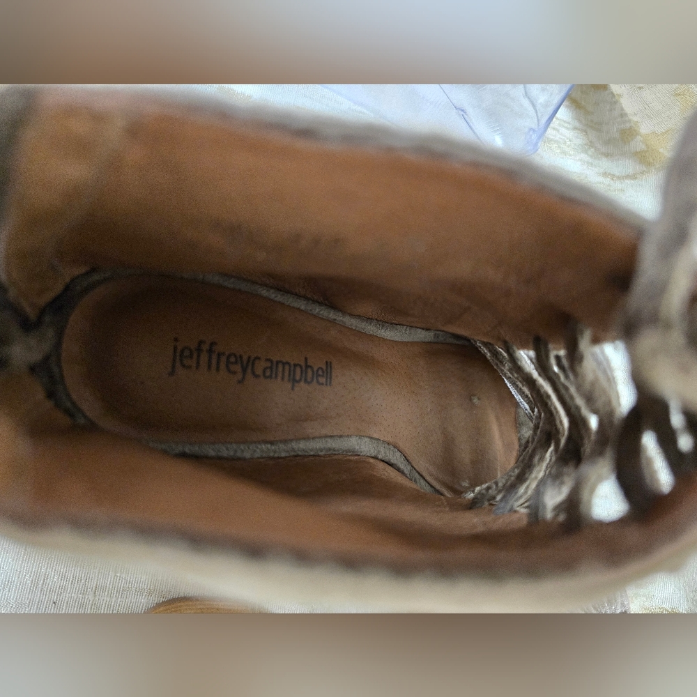 Jeffrey Campbell Grey/Brown Velvet Lace-Up Heels Sz6.5 - Picture 14 of 16